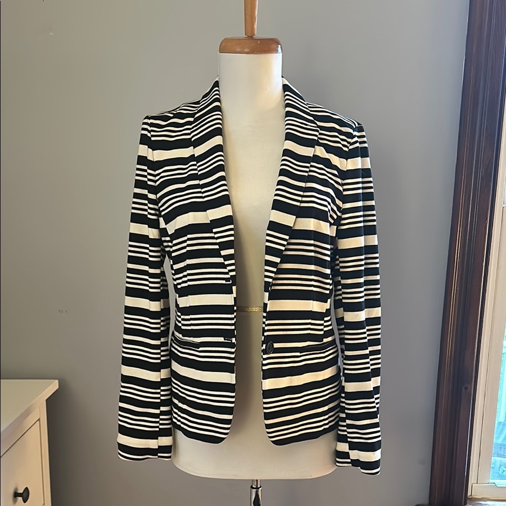 Striped Black and White Women's Blazer